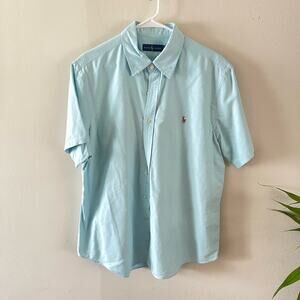 Ralph Lauren Mens XL Button Down Shirt Blue Academia Preppy Oxford Casual